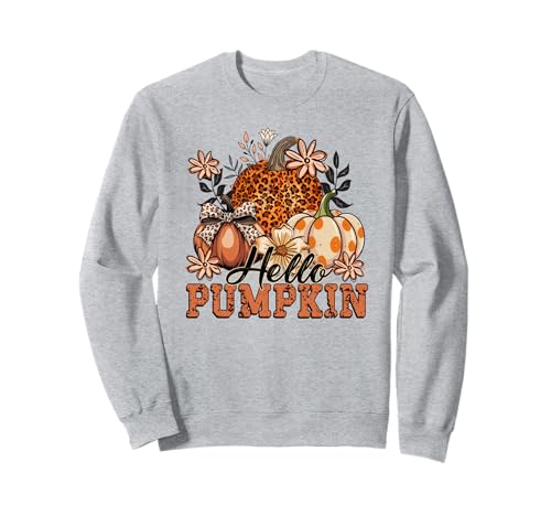 Autumn Hello Pumpkin Design. Woman Fall Sweatshirt von Autumn Family Fall Casual Outfits.