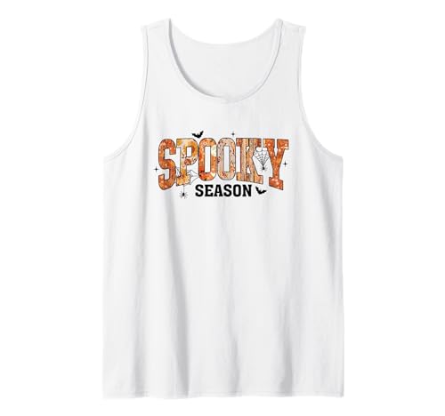 Autumn Spooky Season Design. Woman Fall Halloween Tank Top von Autumn Family Fall Casual Outfits.
