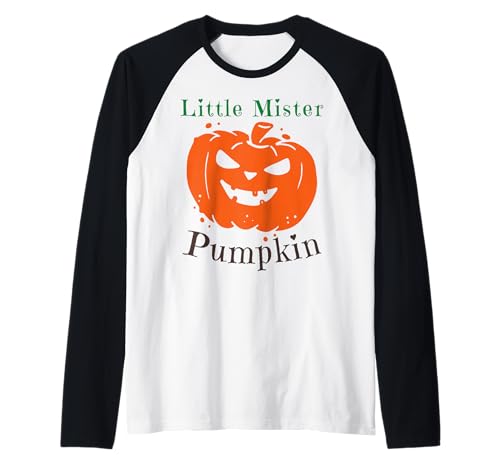 Little Mister Kürbis Halloween Jungen Kürbisse Kleinkind Junge Raglan von Autumn Harvest Family Funny Halloween Toddler Son