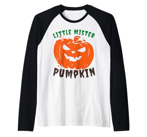 Little Mister Kürbis Halloween Jungen Kürbisse Kleinkind Junge Raglan von Autumn Harvest Family Funny Halloween Toddler Son