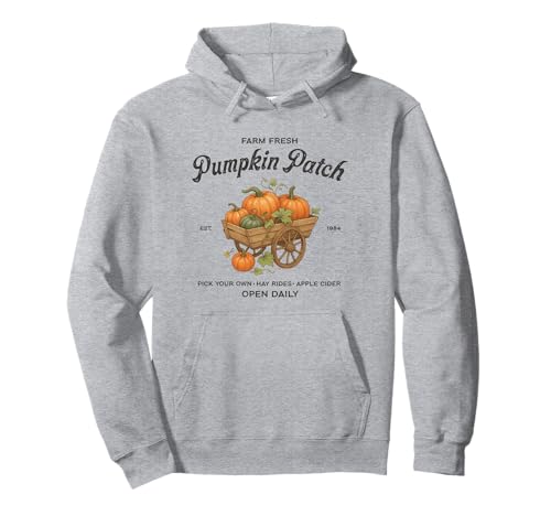 Farm Fresh Pumpkin Patch Wagon Herbst Ernte Hayrides Herbst Pullover Hoodie von Autumn Harvest Farmers Market Festival Apparel Co.