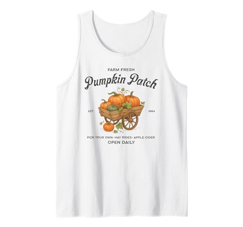 Farm Fresh Pumpkin Patch Wagon Herbst Ernte Hayrides Herbst Tank Top von Autumn Harvest Farmers Market Festival Apparel Co.
