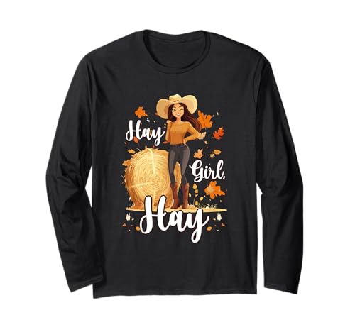 HAY GIRL HAY Langarmshirt HAY GIRL HAY Langarmshirt von Autumn Harvest Hay Girl Hey Casual Greeting Fun