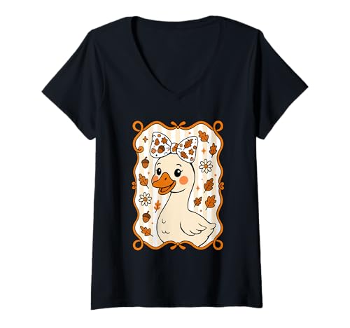 Damen Silly Goose Kokette, süßes Herbst-Erntedankfest, Halloween T-Shirt mit V-Ausschnitt Damen Silly Goose Kokette, süßes Herbst-Erntedankfest, Halloween T-Shirt mit V-Ausschnitt von Autumn Honk