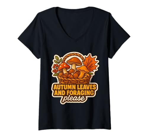 Damen Herbstlaub und Futtersuche Bitte Fall Lover Vintage Futter T-Shirt mit V-Ausschnitt Damen Herbstlaub und Futtersuche Bitte Fall Lover Vintage Futter T-Shirt mit V-Ausschnitt von Autumn Leaves And Foraging Please Fall Products