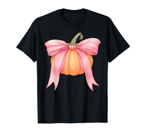 Kokette Herbst Kürbis Rosa Schleife Mädchen Halloween Herbst Tag T-Shirt von Autumn Pumpkin Pink Bow Girly Coquette Cute Gifts