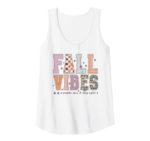 Damen Fall Vibes Shirt Kürbis Gewürz Herbst Outfit Thanksgiving Tank Top von Autumn Pumpkin Spice Cozy Plaid Leopard Retro Tees