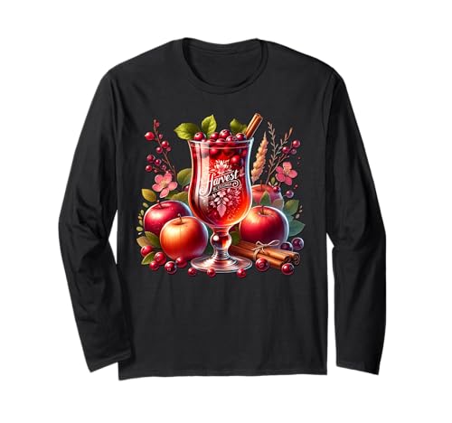 Thanksgiving Fall Hot Tea Graphic for Women Cute Fall Apple Langarmshirt von Autumn Tea Cups & Fall Themed Gifts For Tea Lovers