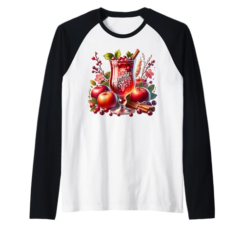 Thanksgiving Fall Hot Tea Graphic for Women Cute Fall Apple Raglan von Autumn Tea Cups & Fall Themed Gifts For Tea Lovers