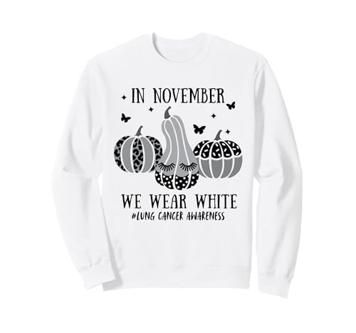 Men Women In November We Wear White Lung Cancer Awareness Sweatshirt von Autumn Tee Cute Lung Cancer Awareness Heart Ribbon