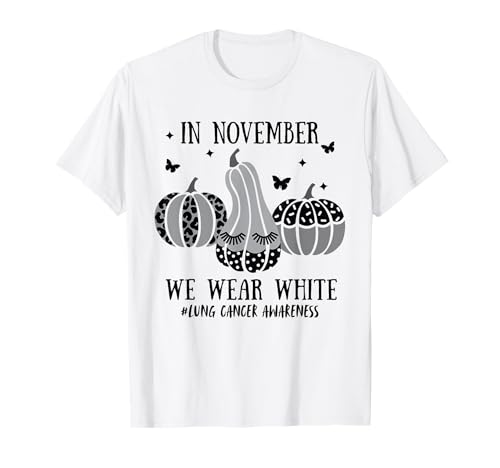 Men Women In November We Wear White Lung Cancer Awareness T-Shirt von Autumn Tee Cute Lung Cancer Awareness Heart Ribbon