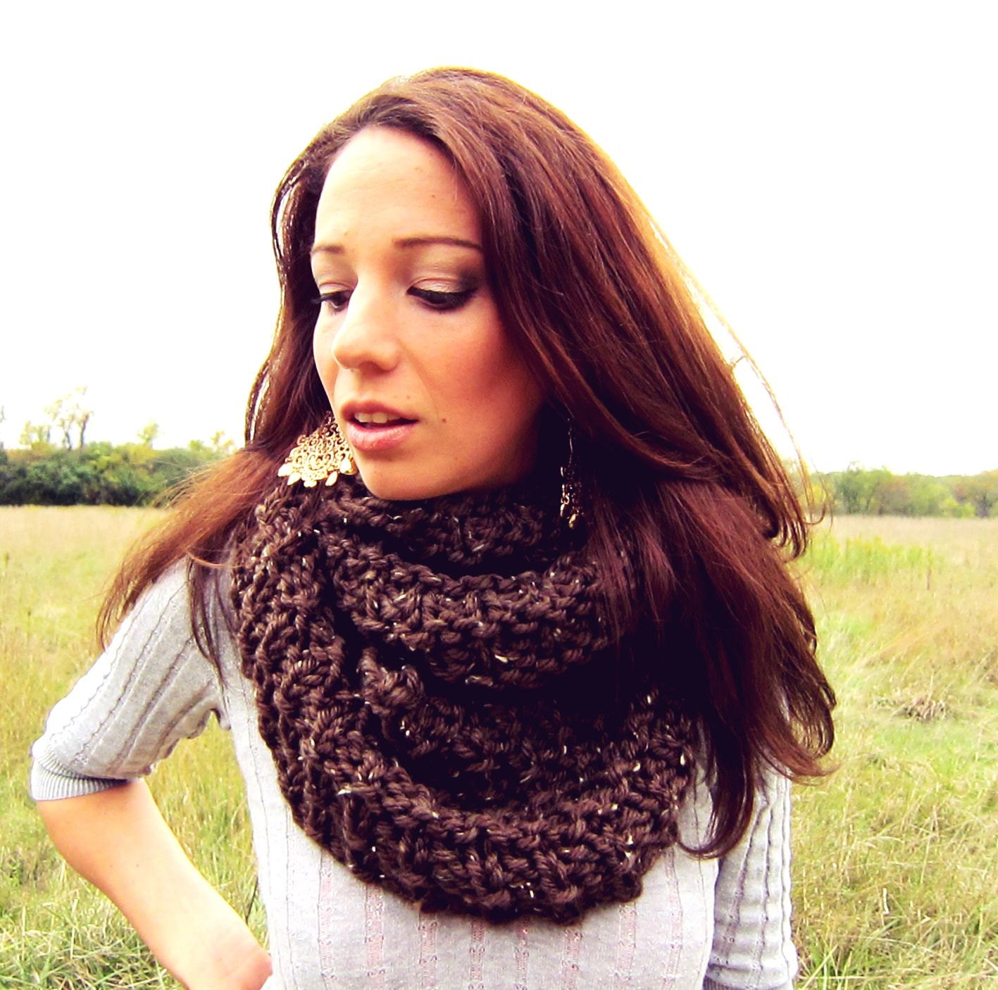 Chunky Cowl Schal Kapuze Mokka Chunky Cowl Schal Kapuze Mokka von AutumnAndAmber