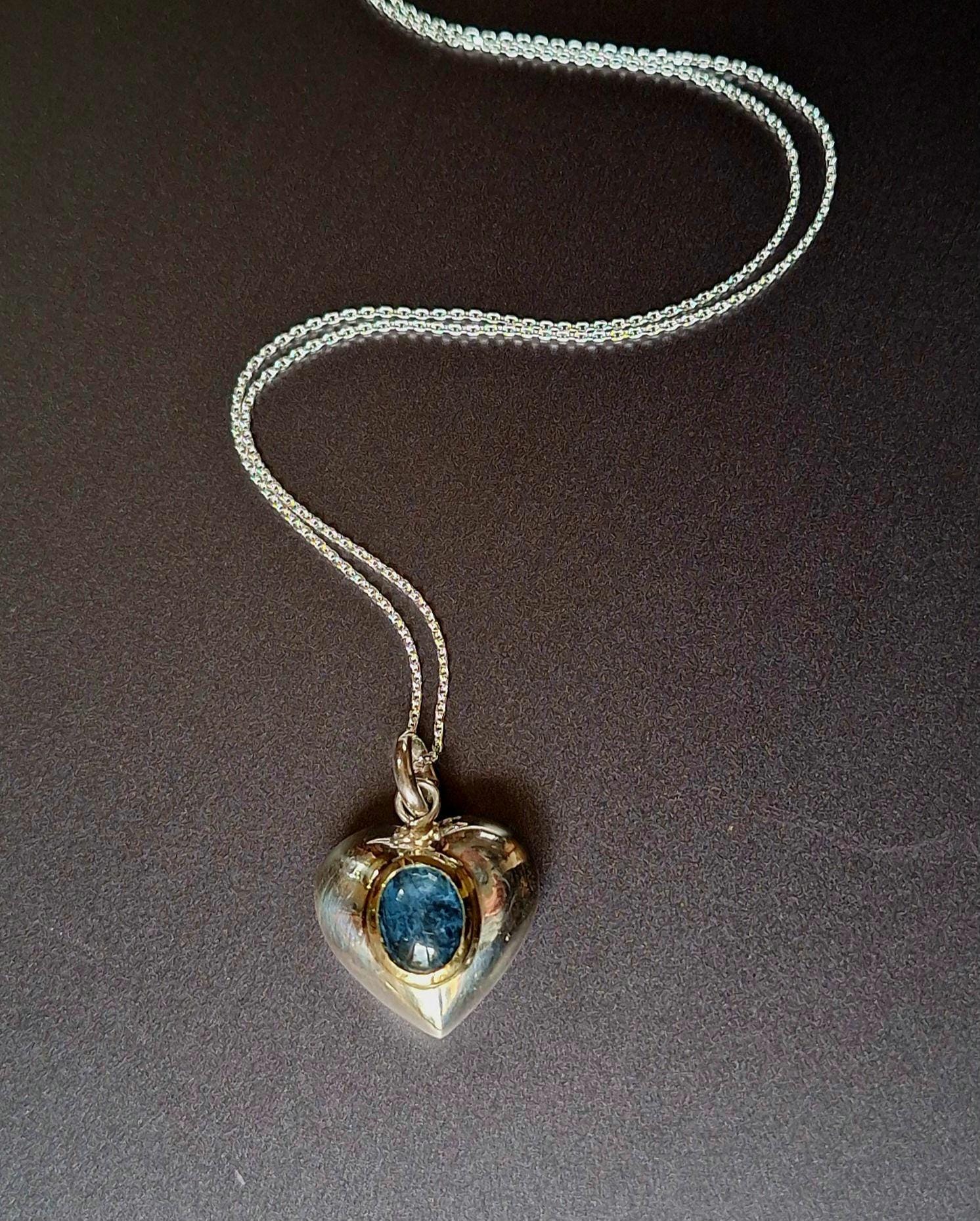 925 Silberanhänher Mit Gold Und Aquamarin/ Anhänger Herz/ Aquamarinanhänger/ Unikat/ Geschenk Für Sie von Auwaldschmiede