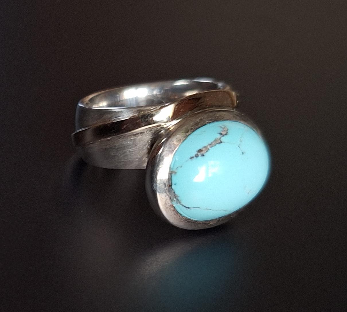 Massiver Silberring Mit Türkis von Auwaldschmiede