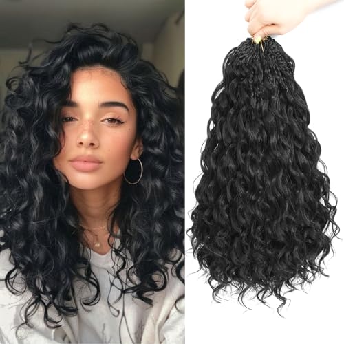 Pre Looped Ocean Wave Crochet Hair 8 Packs Boho Ocean Braids Short Curly Crochet Hair Pre Twisted Synthetic Deep Wavy Crochet Hair for Women (1B, 14 Inch) von Auxemuen