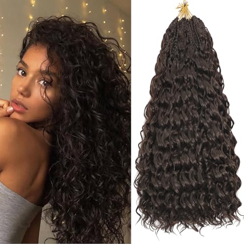 Pre Looped Ocean Wave Crochet Hair 8 Packs Boho Ocean Braids Short Curly Crochet Hair Pre Twisted Synthetic Deep Wavy Crochet Hair for Women (4#, 18 Inch) von Auxemuen
