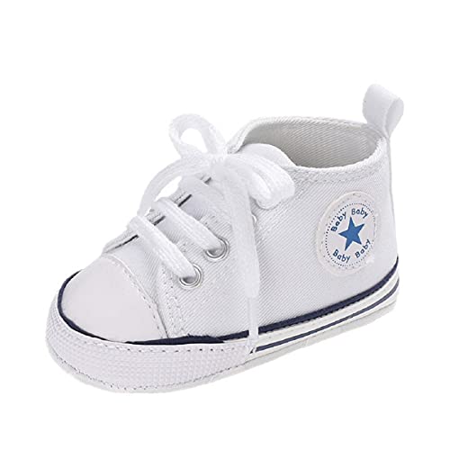 Auxm Babyschuhe für 0-18 Monate, Baby Segeltuchschuhe rutschfeste Schuhe Sneaker (Weiß, Numeric_20) von Auxm
