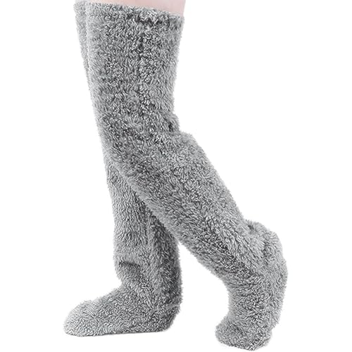 Auzlya Kuschelsocken Lang,Plüsch Overknee Socken Flauschig,Kuschelsocken Damen,Fuzzy Socks,Flauschige Lange Socken für Schlafen Zuhause von Auzlya