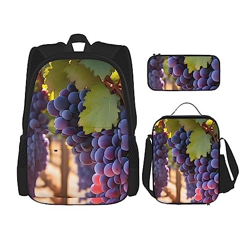 AvImYa Rucksack + Federmäppchen/Beutel + Lunch-Tasche, Kombinationstasche, Schultaschen, Büchertasche, Mädchen, Jungen, Kinder, Studenten, leicht, langlebig, Wüstentrauben, Schwarz , One size AvImYa Rucksack + Federmäppchen/Beutel + Lunch-Tasche, Kombinationstasche, Schultaschen, Büchertasche, Mädchen, Jungen, Kinder, Studenten, leicht, langlebig, Wüstentrauben, Schwarz , One size von AvImYa
