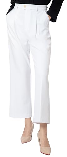 Ava Luke Damen Weite Berufshose – Bequeme Stoffhose für Büro & Alltag 36 Weiß von Ava Luke