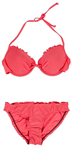 Ava Mia Damen Bikini Set vorgeformtes Buegel-Bikinitop mit Bikinihose Low Rueschchen Farbe Koralle XL von Ava Mia