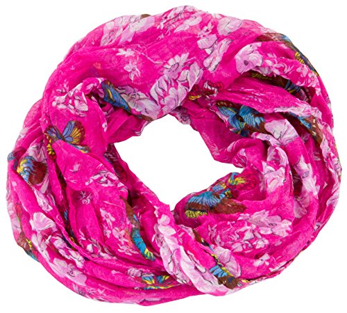 Ava Mia Loop Schal Schlauchschal mit Schmetterlinge gemustert 80 x 170 cm, Rosa von Ava Mia