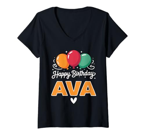 Damen Alles Gute zum Geburtstag Spruch AVA T-Shirt mit V-Ausschnitt Damen Alles Gute zum Geburtstag Spruch AVA T-Shirt mit V-Ausschnitt von Ava Name Spruch für Geburtstag
