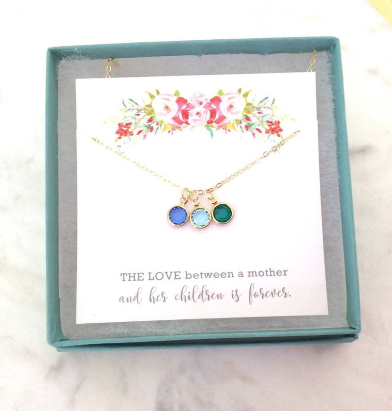 Personalisierte Geburtsstein-Halskette Handgemachtes Mutter-Geschenk, Swarovski-Kristall von AvaHopeDesigns