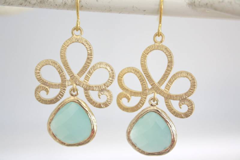 Aquamarin Gold Ohrringe Handgemachte Schmuckstücke von AvaHopeDesigns