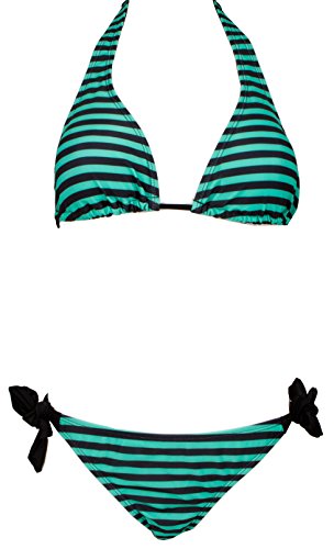 AvaMia Damen Bikini Set Bikinitop und Bikinihose Low mit Schnürbindung Farbe Gruen Grösse M von AvaMia