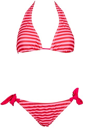 AvaMia Damen Bikini Set Bikinitop und Bikinihose Low mit Schnürbindung Farbe Koral Grösse M von AvaMia