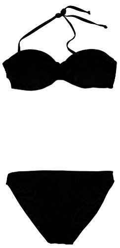 AvaMia Damen Bikini Set vorgeformtes Bandeau-Bikinitop mit Bikinihose Low Farbe Schwarz L von AvaMia