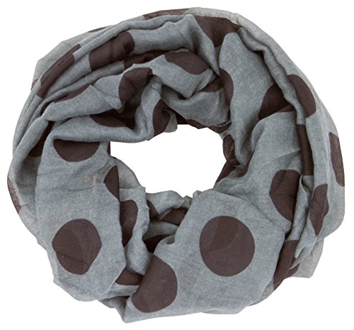 AvaMia Loop Schal Schlauchschal mit Punkte gemustert 80 x 170 cm, Grau-Schwarz von AvaMia