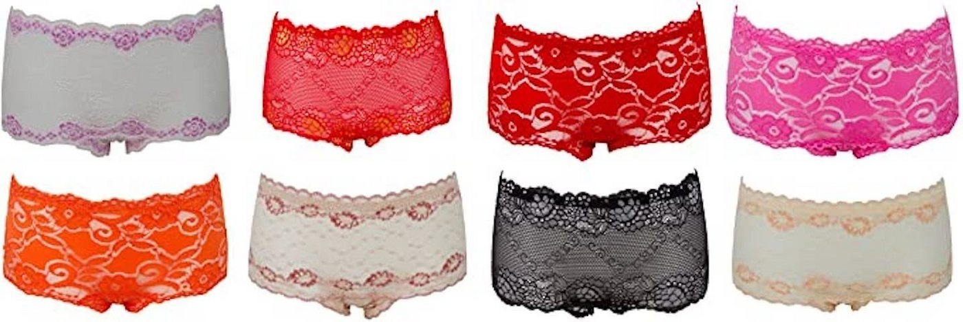 AvaMia Panty 6er Pack Pantys mit Spitze Uni Hotpants Hipster French Knickers Damen (Spar-Set, 6er-Pack) Teen Hotpants Hipster French Knickers Damen von AvaMia