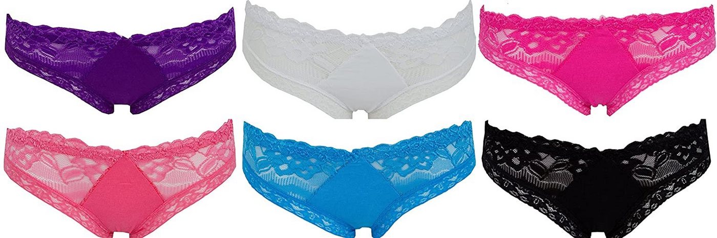 AvaMia Panty 6er Pack Pantys mit Spitze Uni Hotpants Hipster French Knickers Damen Teen 86412 (6er Set) 6er Pack Pantys mit Spitze Uni Hotpants Hipster French Knickers Damen Teen 86412 von AvaMia