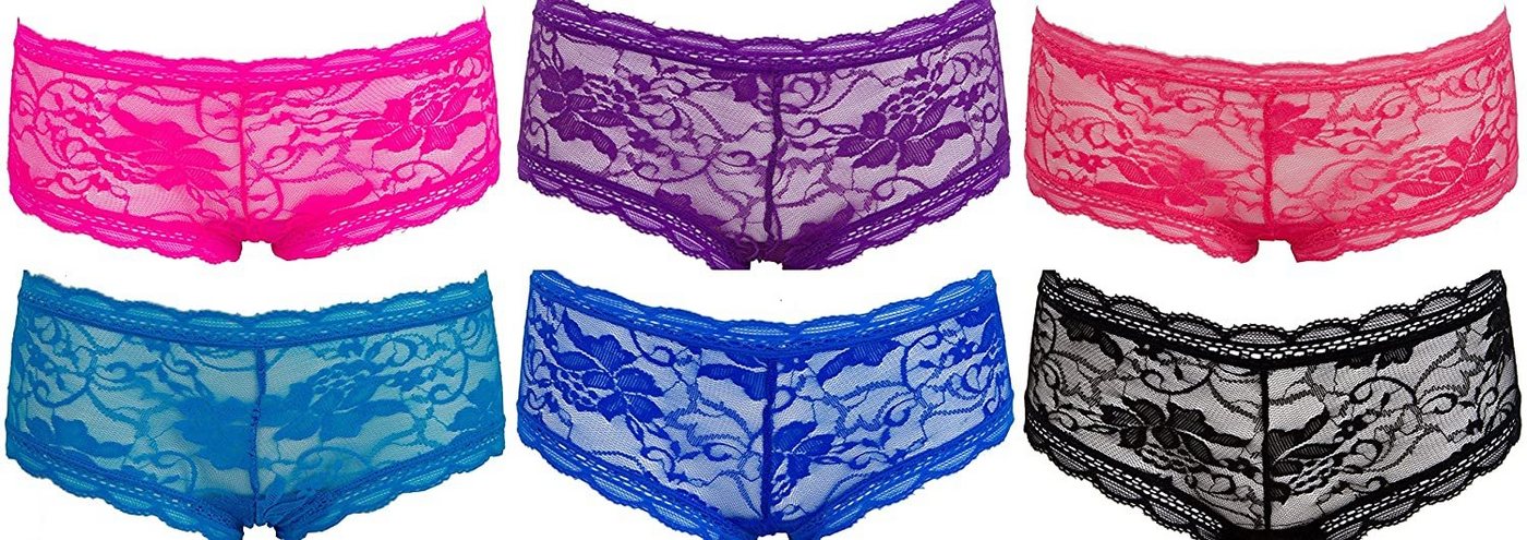 AvaMia Panty 6er Pack Pantys mit Spitze Uni Hotpants Hipster French Knickers Damen Teen 86483 (6er Set) 6er Pack Pantys mit Spitze Uni Hotpants Hipster French Knickers Damen Teen 86483 von AvaMia