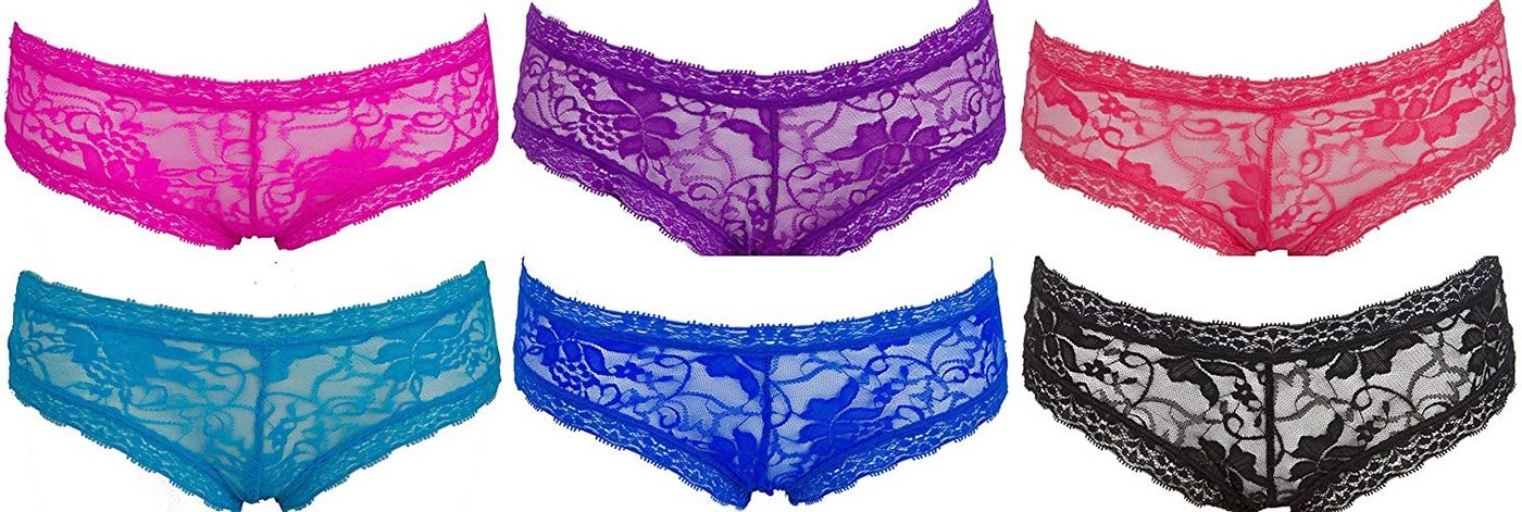 AvaMia Panty 6er Pack Pantys mit Spitze Uni Hotpants Hipster French Knickers Damen Teen 86485 (6er Set) 6er Pack Pantys mit Spitze Uni Hotpants Hipster French Knickers Damen Teen 86485 von AvaMia