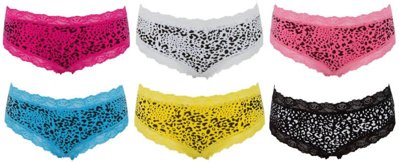 AvaMia Panty 6er Pack Pantys Spitze Uni Hotpants Hipster French Knickers Damen (Spar-Set, 6er-Pack) 6er Pack Pantys mit Spitze Uni Hotpants Damen Teen 86797 von AvaMia