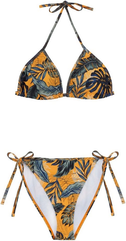 AvaMia Triangel-Bikini Damen Bikini Set Bikinitop und Bikinihose Low mit Schnürbindung (Bikinitop und Bikinihose, Bikinitop und Bikinihose) Blätter Blatt Bikiniset Triangel Jungel Dschungel Grün Braun von AvaMia