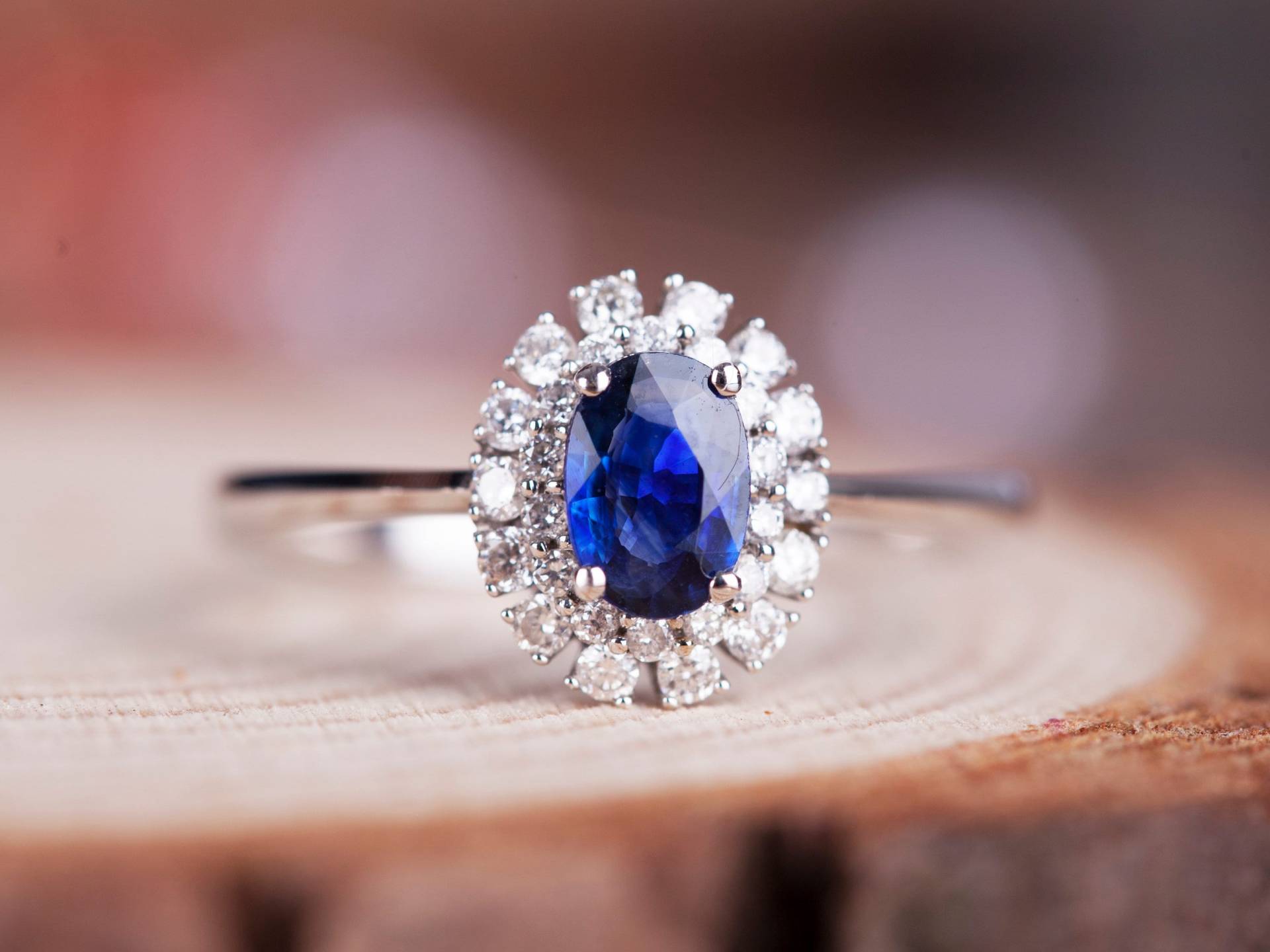 Natürlicher Blauer Saphir Verlobungsring Weißgoldring, Art Deco Ring, Ovaler 14K Versprechen Ringe Für Frauen, Vintage Ring von AvaSpace