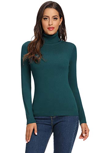 AVACOO Damen Rollkragenpullover Strickpullover Basic Langarmshirt Super Soft Pullover Türkis M 38 von AVACOO