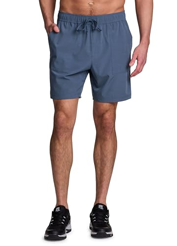 Avalanche Herren-Wander-Shorts, 17,8 cm, leicht, gewebt, mit Taschen, elastischer Bund, atmungsaktiv, schnell trocknende Shorts für Workouts, Schieferblau gestreift, Mittel Avalanche Herren-Wander-Shorts, 17,8 cm, leicht, gewebt, mit Taschen, elastischer Bund, atmungsaktiv, schnell trocknende Shorts für Workouts, Schieferblau gestreift, Mittel von Avalanche