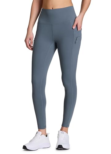 Avalanche Kniebeugensichere Leggings für Damen, butterweich, volle Länge, Skinny-Hose zum Wandern, Workouts, Reißverschluss, schieferblau, X-Groß von Avalanche
