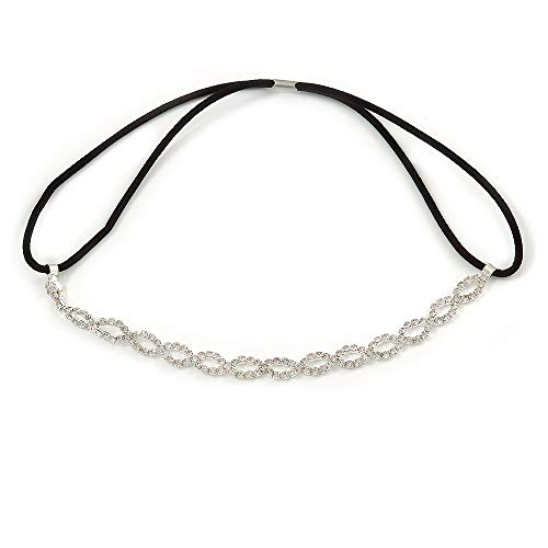 Ausgefallenes elastisches Haarband mit mehreren Schlaufen, transparent, Kristall, 47 cm lang (nicht gedehnt) von Avalaya