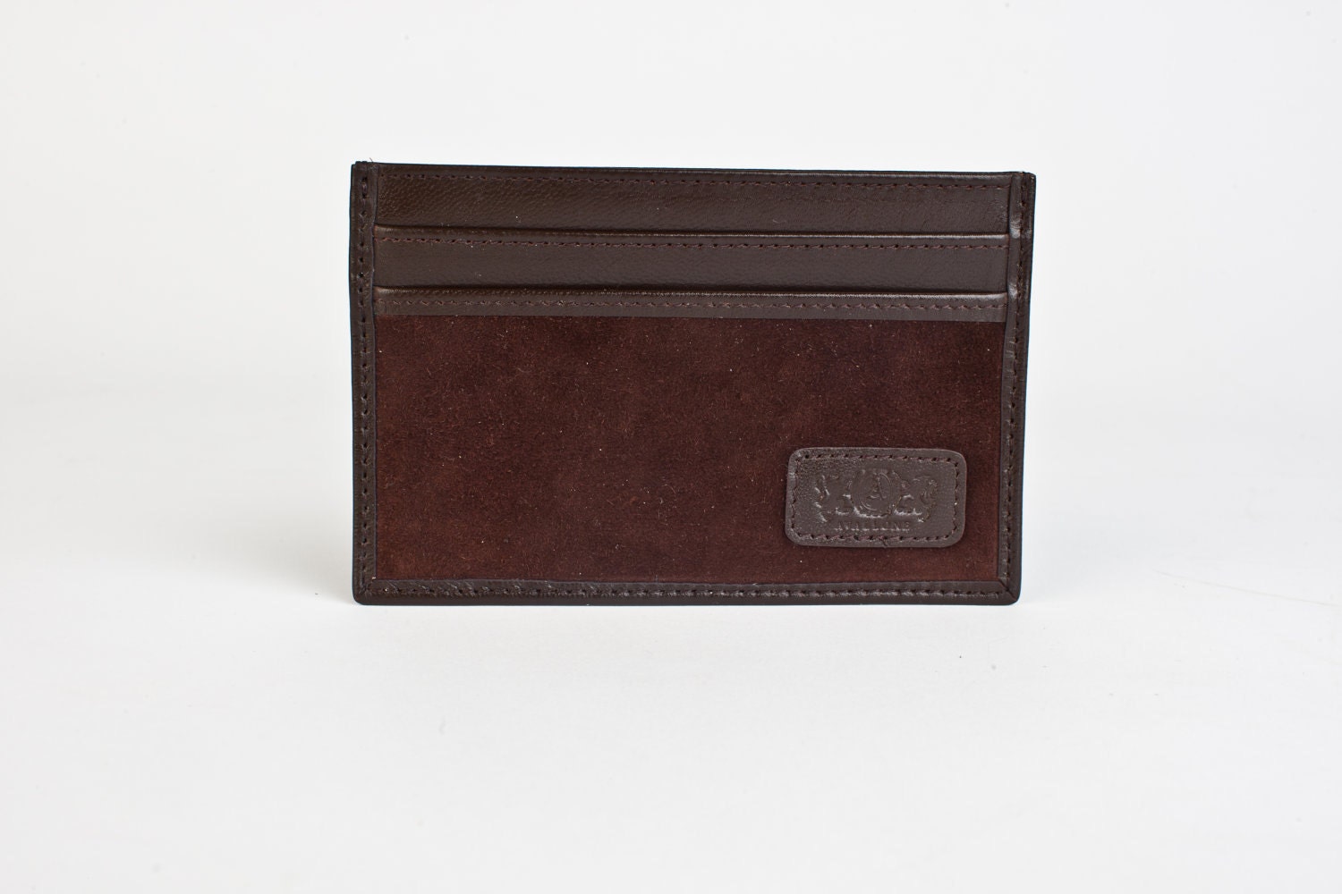 Schlanke Geldbörse - Kreditkartenetui Aus Braunem Ziegenleder Und Lamm-Velourleder von AvalloneLuxury