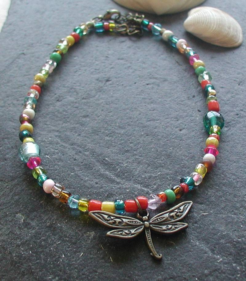 Antik Bronze Töne Leuchtend Bunte Perlen Bettelarmband Fußkettchen Knöchel von AvalonSunsetDesigns