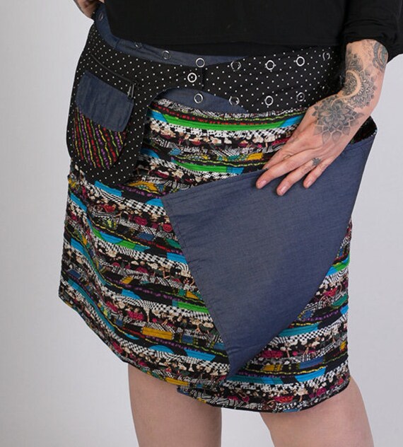 Plus Size Wenderock Baumwolle Schwarz Aufnäher Jeans Mit Abnehmbarer Tasche von AvaloniaClothing