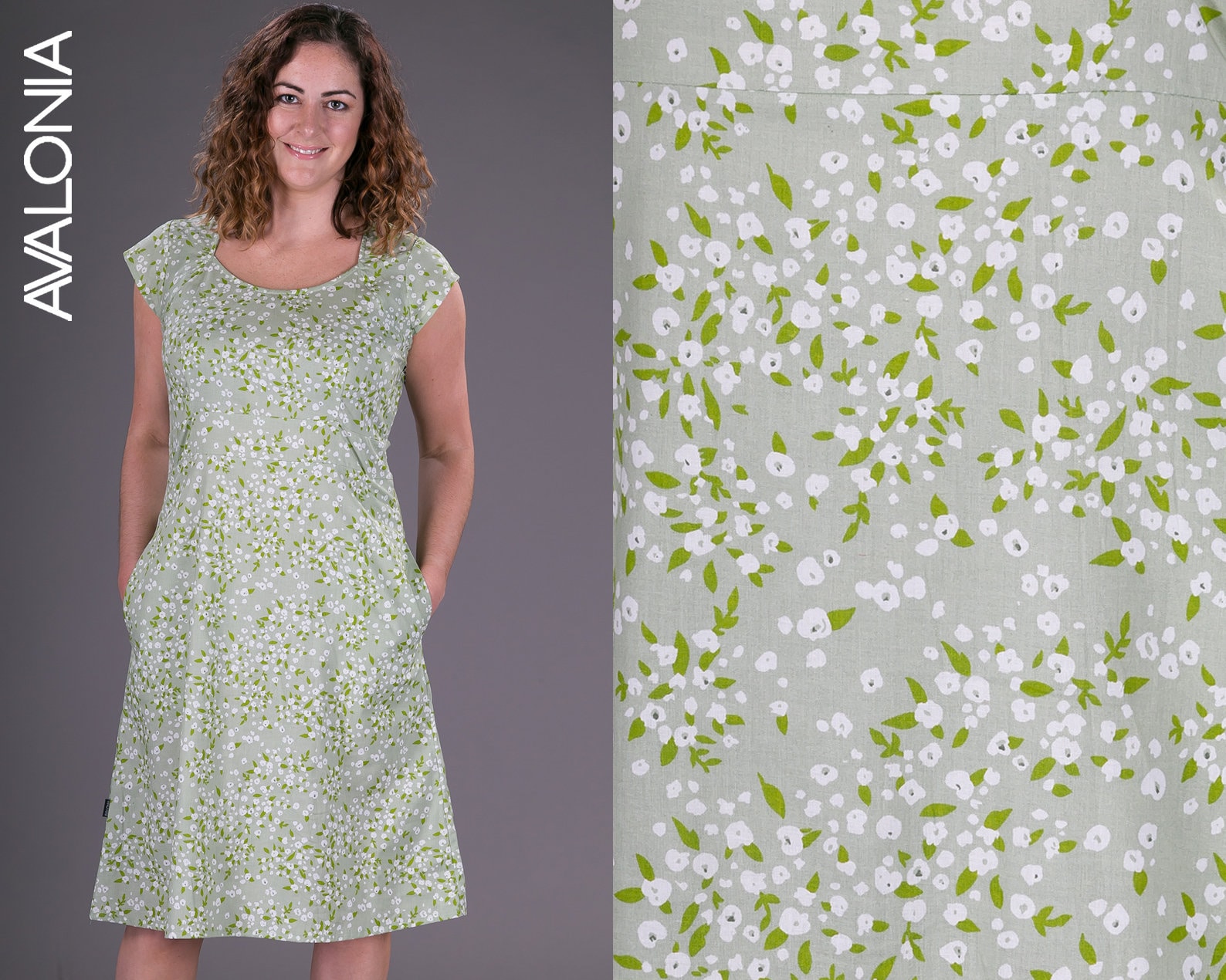 Sommer Baumwollkleid/Grünes Blumenkleid Sommerkleid Boho Kleid von AvaloniaClothing