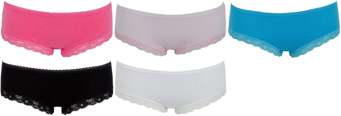 AvaMia Panty 6er Pack Pantys Spitze Uni Hotpants Hipster French Knickers Damen (Spar-Set, 6er- Pack) von AvaMia