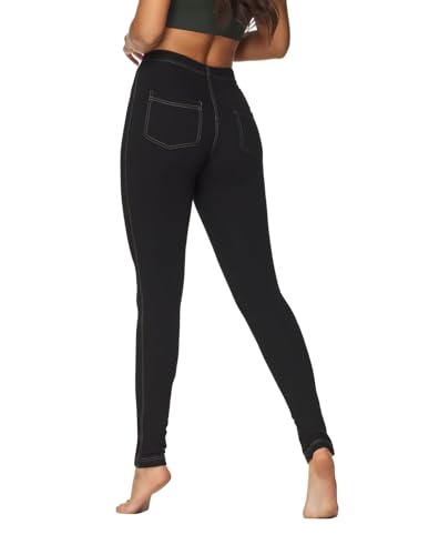 Avamiqamelli Damen Hose Jeggings Jeansoptik Treggings Röhrenhose Stretchhose Jeans Look (erhältlich in Große Größen, Plus Size) av60 Schw-Gold 48 Reg von Avamiqamelli